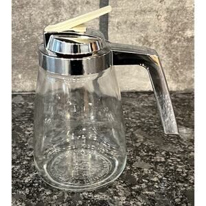 Federal Housewares Glass Syrup Dispenser w/Silver Plastic Lid & White Spout